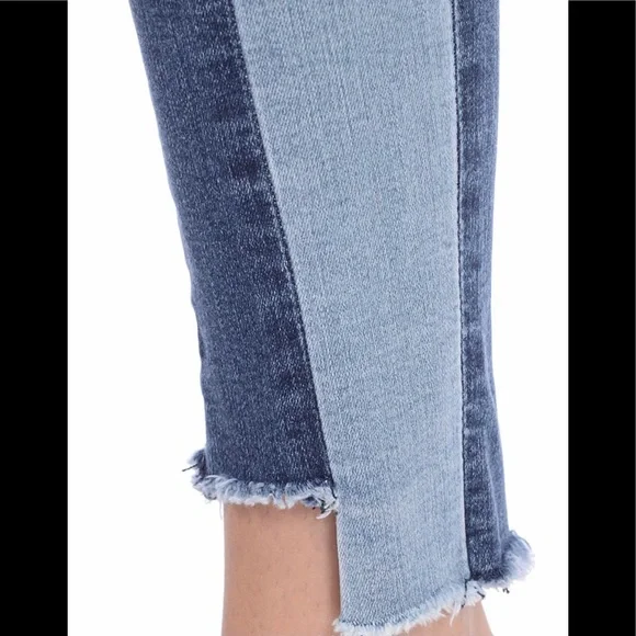 INDIGO AND LIGHT BLUE STRIPE RACHEL HIGH RISE ANKLE PANTS - Picture 4 of 5